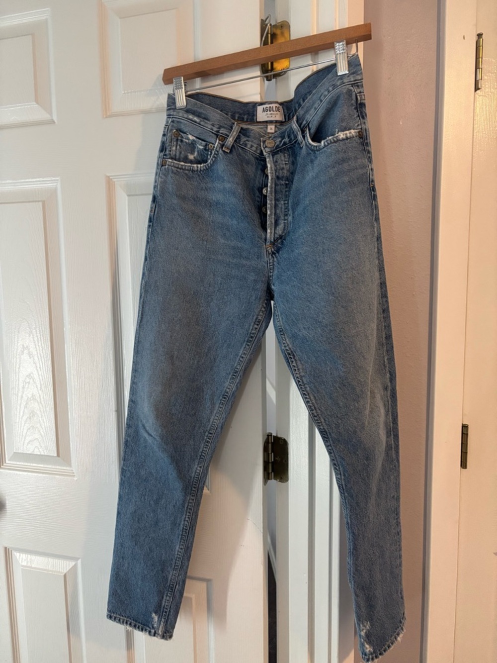 Agolde Riley High Rise Straight Crop Jeans — Frequency Blue Wash - Picture 2 of 4